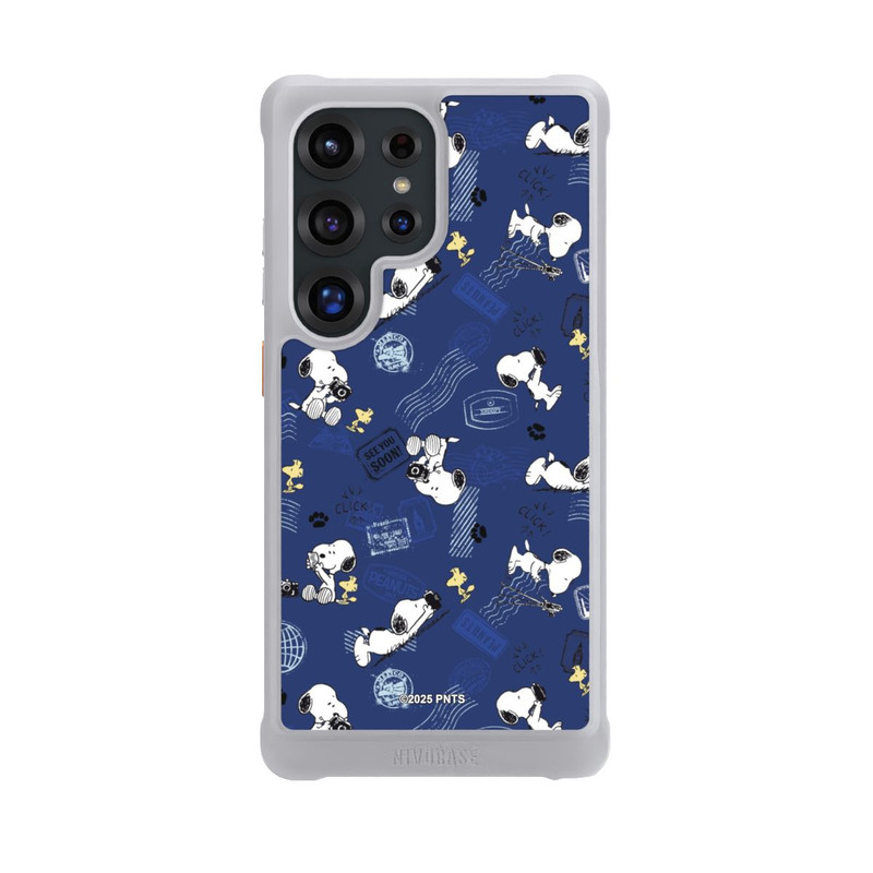 Galaxy S25 Ultra NIVOmax Peanuts Travel Stamps Pattern Blue
