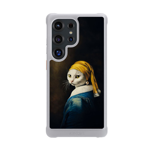 Samsung Galaxy S25 Ultra NIVOmax Mädchen mit Perlenohrring als weiße Katze mit KI