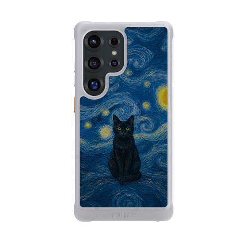 Samsung Galaxy S25 Ultra NIVOmax Sternennacht von Vincent van Gogh mit Katze mit KI