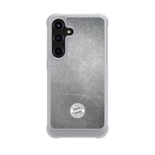 Samsung Galaxy S25+  NIVOmax Klassisches FCB Logo Klein - Weiß auf Metalllook