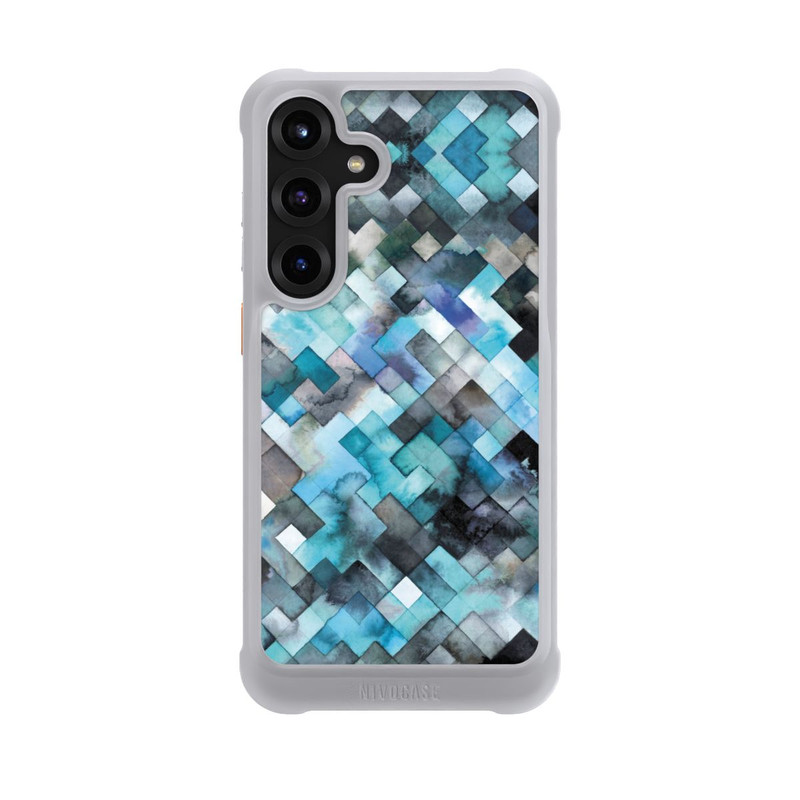 Galaxy S25 + NIVOmax stimmungsvolles geometrisches Muster blau
