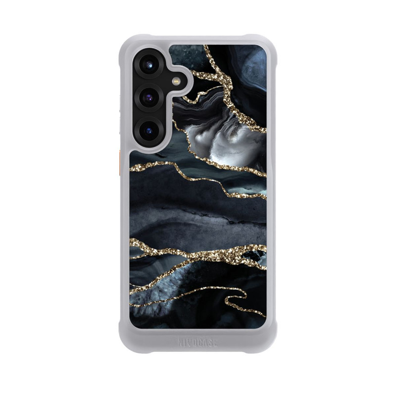 Galaxy S25 + NIVOmax Dark Marble Gold Glitter Look
