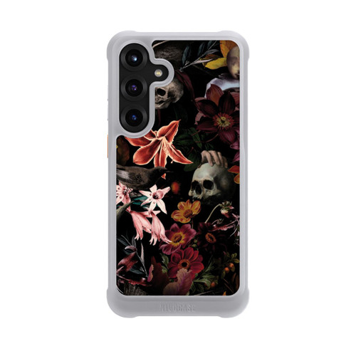 Samsung Galaxy S25+  NIVOmax Totenköpfe und Blumen auf dunklem Hintergrund