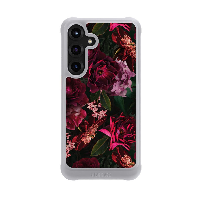 Galaxy S25 + NIVOmax Fleurs rouge foncé et roses