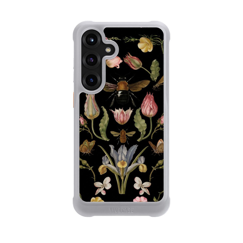 Galaxy S25 + NIVOmax Fleurs Sauvages et Abeilles Fond Noir