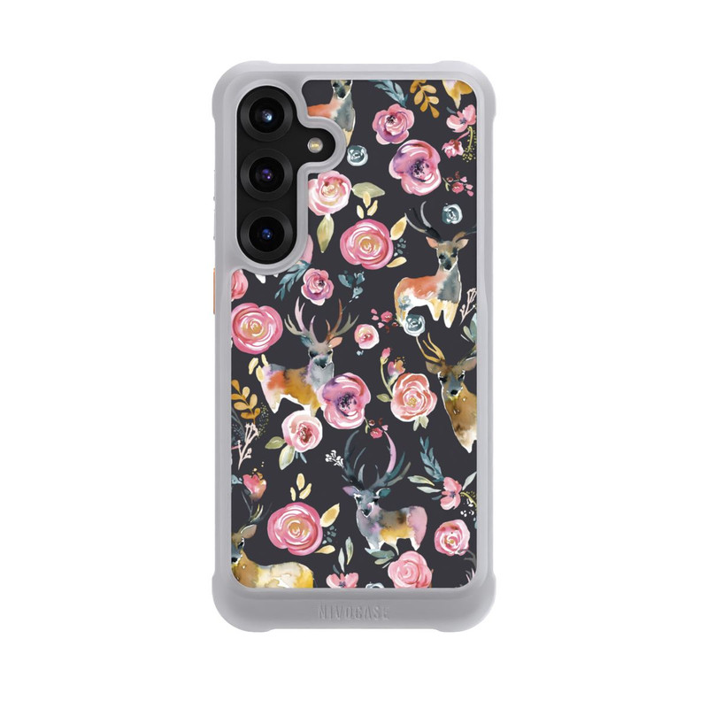 Galaxy S25 + NIVOmax Hirsche und Blumen Anthrazit