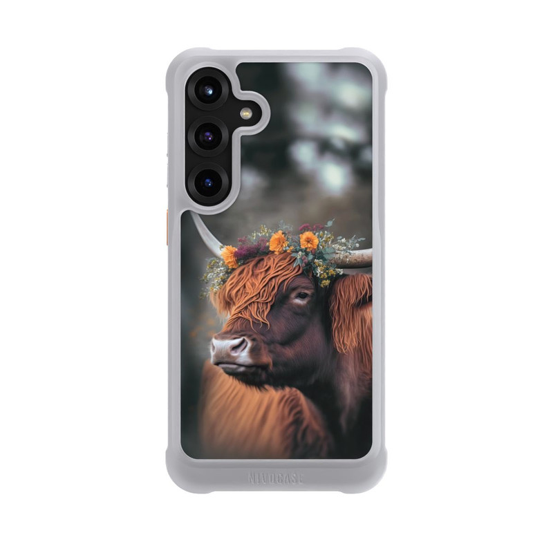 Galaxy S25 + NIVOmax Hochland Rind mit Blumen mit KI
