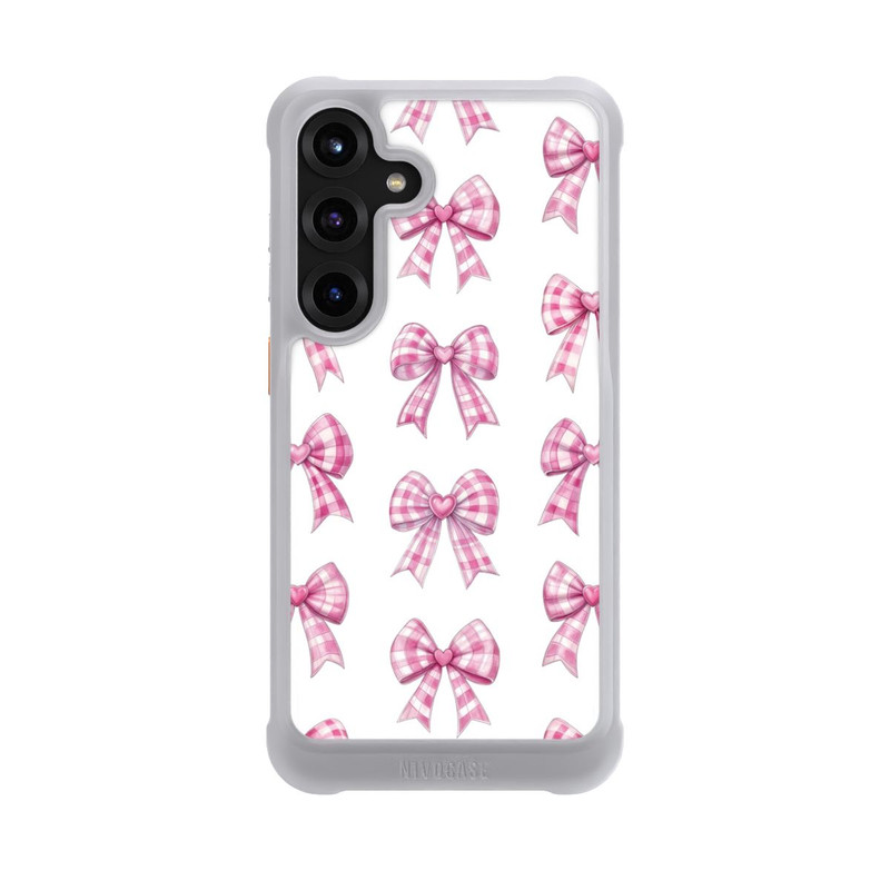 Galaxy S25 + NIVOmax Pinke Gingham Herzen und Schleifen mit KI