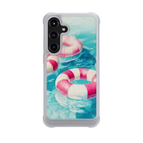 Samsung Galaxy S25+  NIVOmax Gestreifte Schwimmringe im Pool