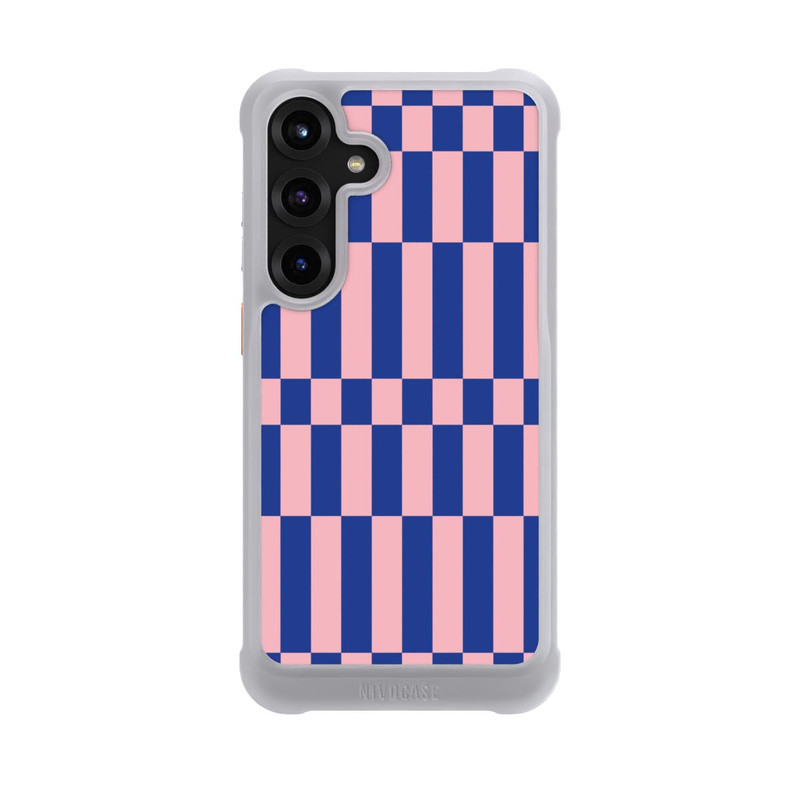 Galaxy S25 + NIVOmax Checked Abstract Bold Electric Blue and Pink Color Block