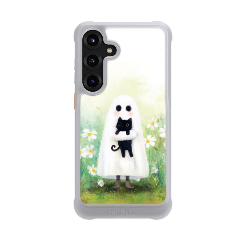 Galaxy S25 + NIVOmax Geist und Katze Halloween mit KI