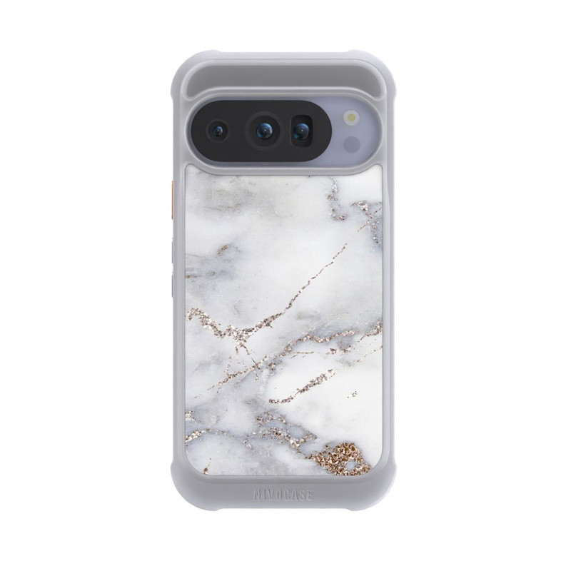 Pixel 10 Pro NIVOmax Silberglitzer Marmorlook