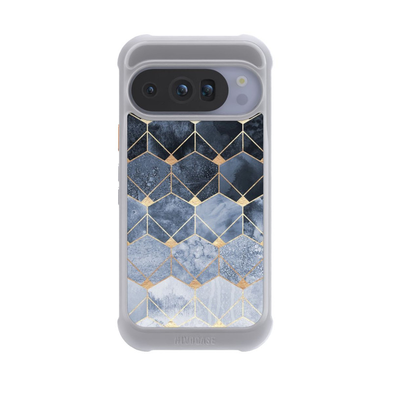 Pixel 10 Pro NIVOmax Blaue Sechsecke und Diamanten Golddruck