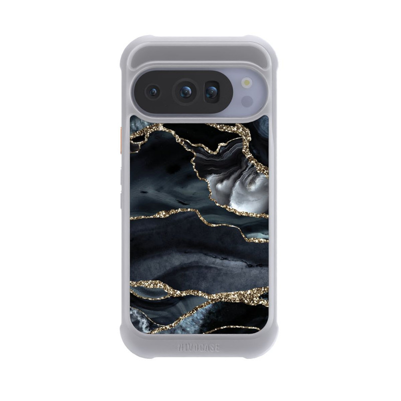 Pixel 10 Pro NIVOmax Dunkler Marmor Gold Glitzerlook