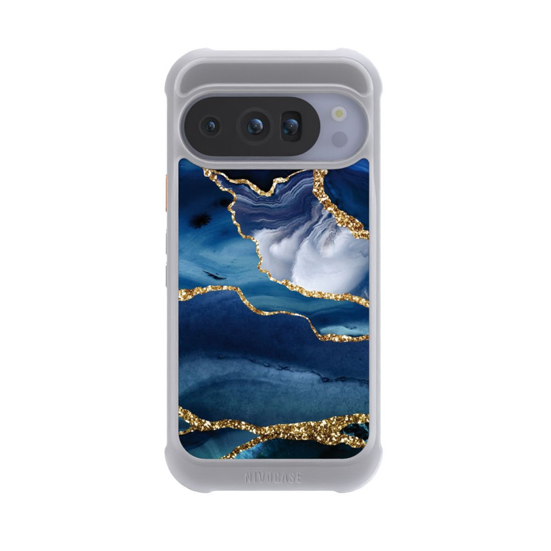 Pixel 10 Pro NIVOmax  Blauer Marmor Gold Glitzer Look