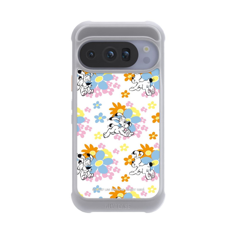 Pixel 10 Pro NIVOmax Idéfix sur fleurs colorées