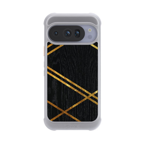 Google Pixel 10 Pro NIVOmax Schwarzes geometrisches Muster Goldene Streifen