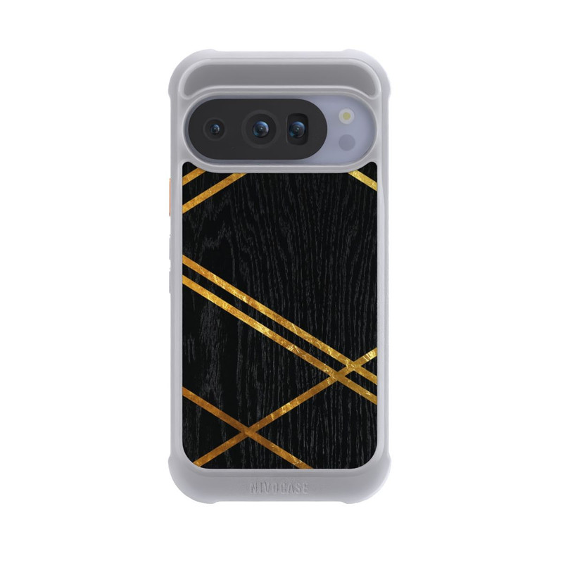 Pixel 10 Pro NIVOmax Schwarzes geometrisches Muster Goldene Streifen