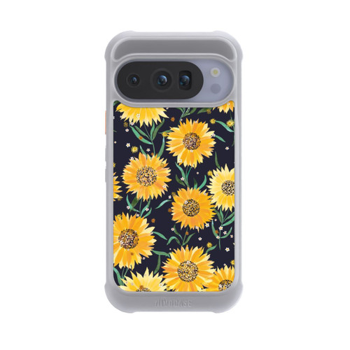 Google Pixel 10 Pro NIVOmax Fleurs de Tournesol sur Fond Noir
