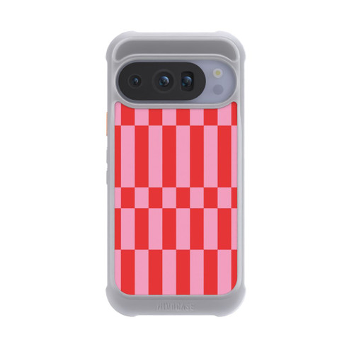 Google Pixel 10 Pro NIVOmax Checked Abstract Bold Coral Red and Pink Color Block