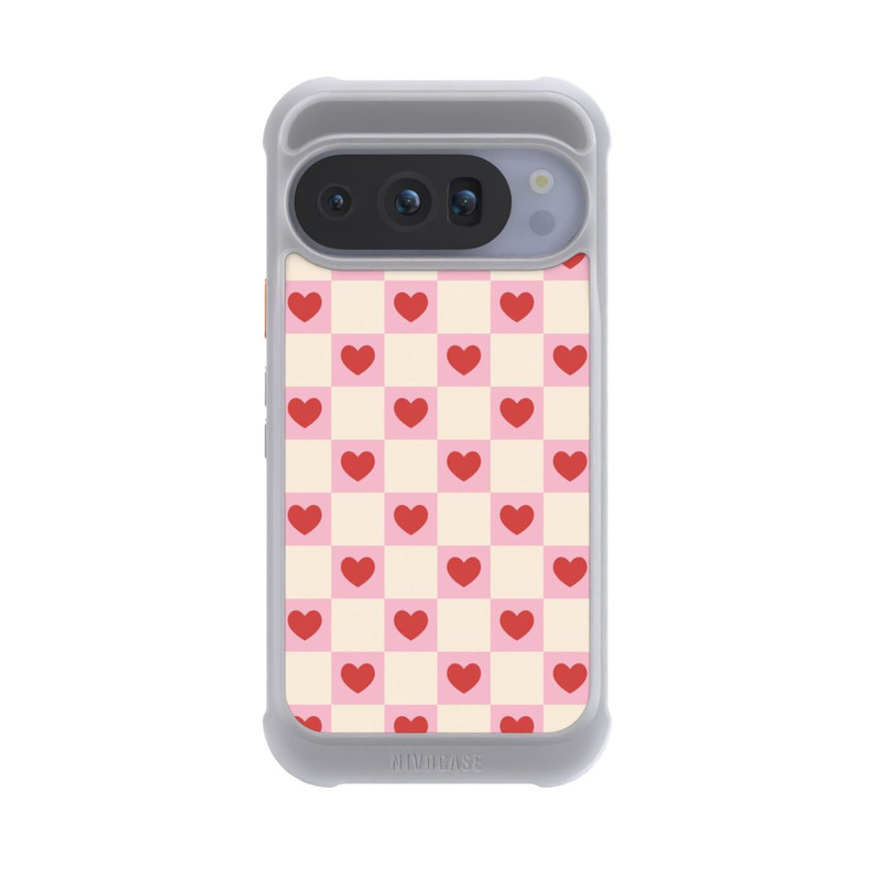 Pixel 10 Pro NIVOmax Rosa Kariertes Herzmuster Valentinstag