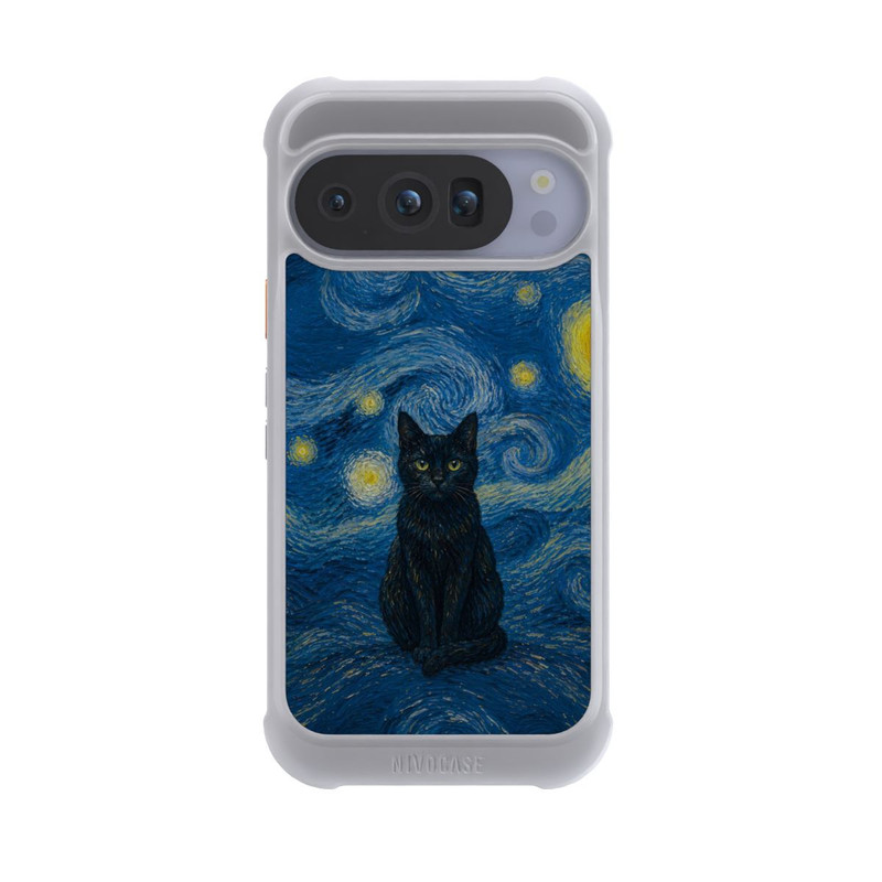 Pixel 10 Pro NIVOmax La Nuit étoilée de Vincent van Gogh avec un chat avec l'IA