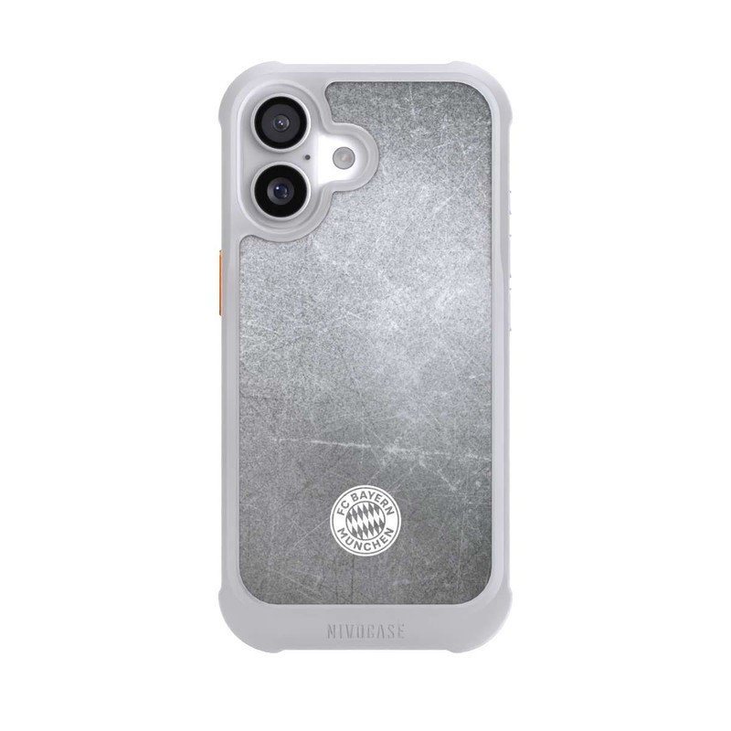 iPhone 17 NIVOmax Klassisches FCB Logo Klein - Weiß auf Metalllook