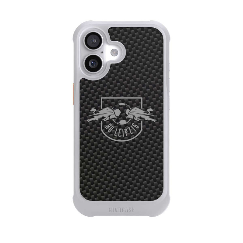 iPhone 17 NIVOmax Graues RB Leipzig Logo auf Carbonoptik