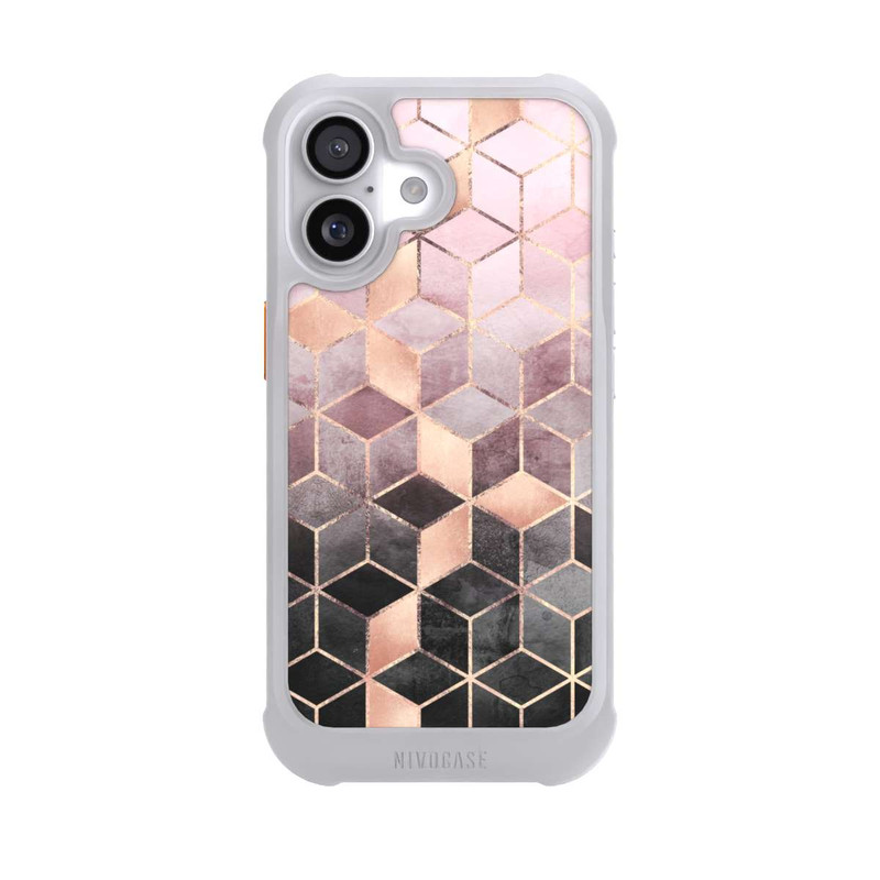 iPhone 17 NIVOmax Imprimé Cubes Dégradés Gris Rose
