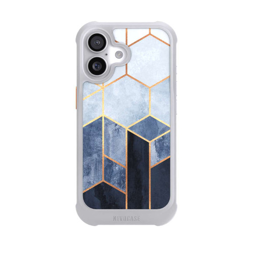  NIVOmax Impression d'or d'hexagones bleus doux