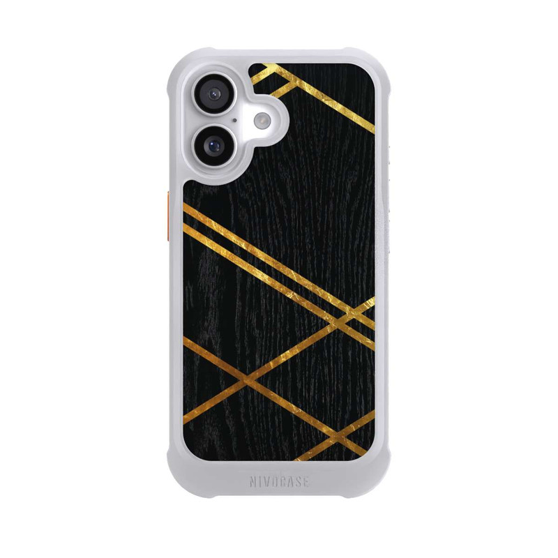 iPhone 17 NIVOmax Schwarzes geometrisches Muster Goldene Streifen