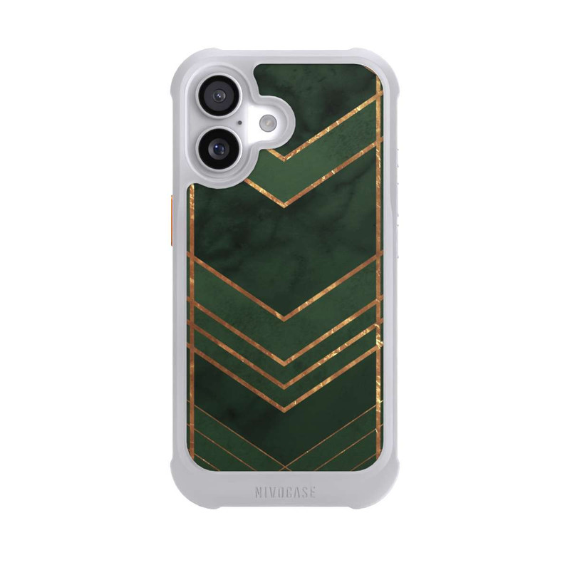 iPhone 17 NIVOmax Motif vert foncé rayures dorées