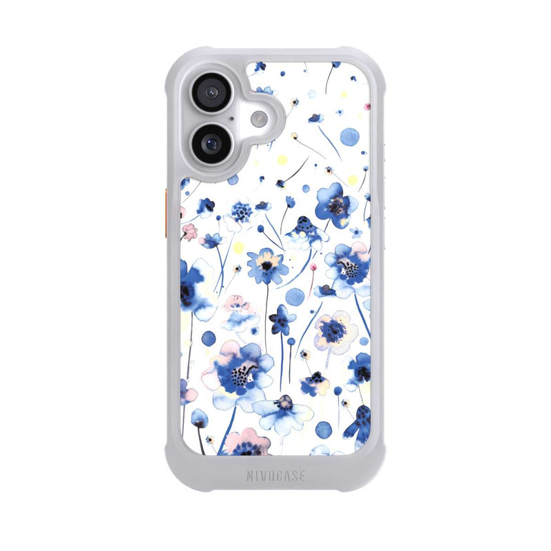 iPhone 17 NIVOmax Watercolor Ink Blue Flowers