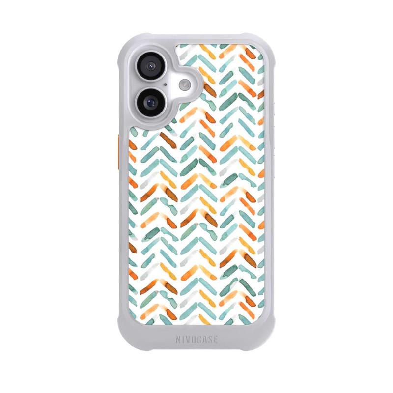 iPhone 17 NIVOmax Elegantes Herbstchevron Blau Orange