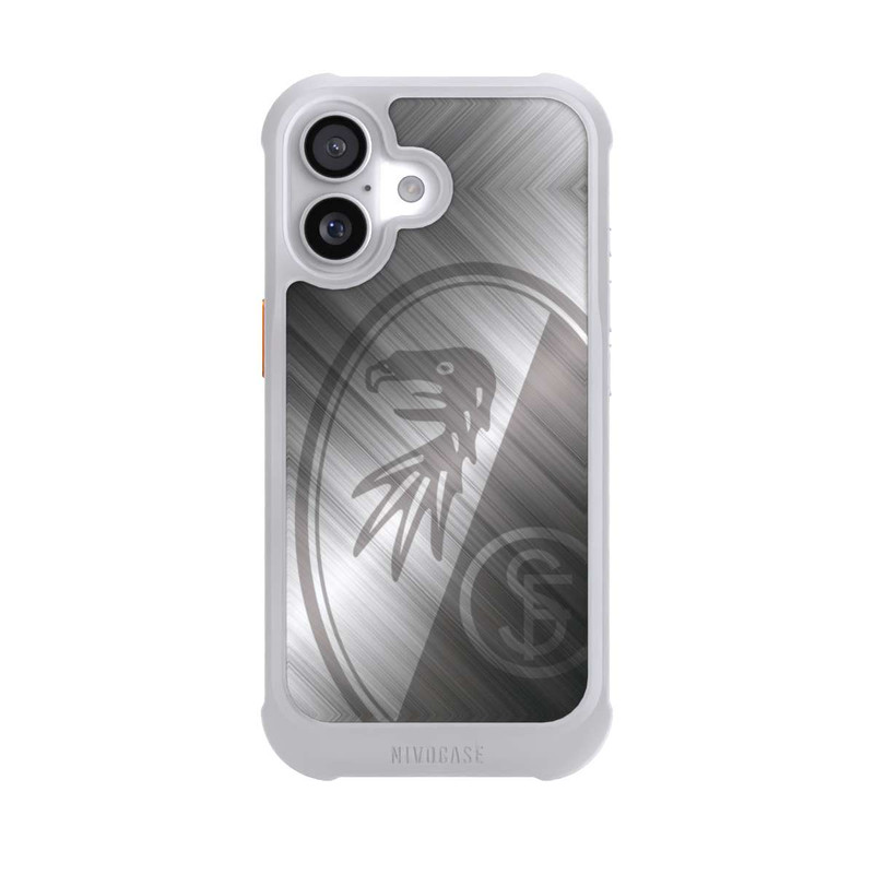 iPhone 17 NIVOmax SC Freiburg Glänzendes Metall Hintergrund