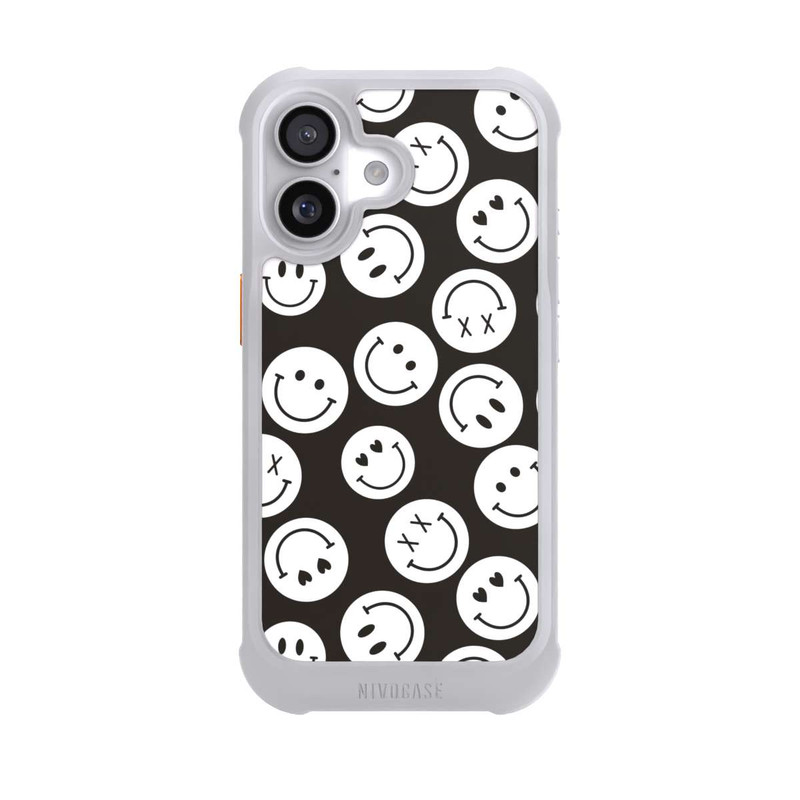 iPhone 17 NIVOmax Smiles Emotes Pattern Black And White
