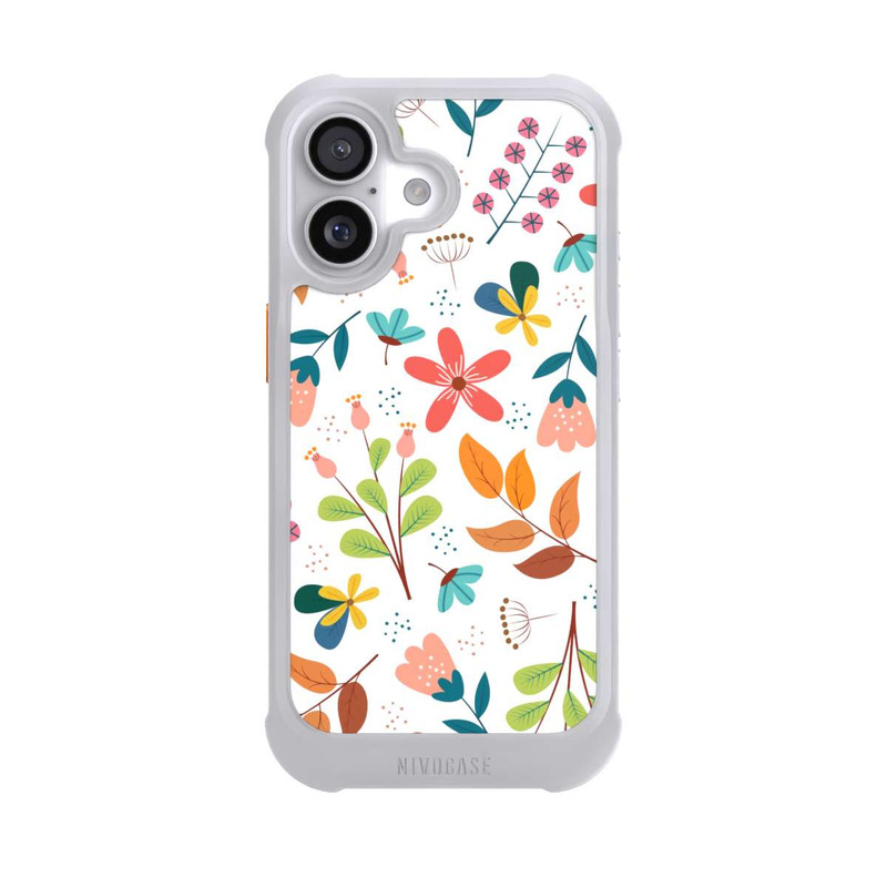 iPhone 17 NIVOmax Fleurs et feuilles blanches