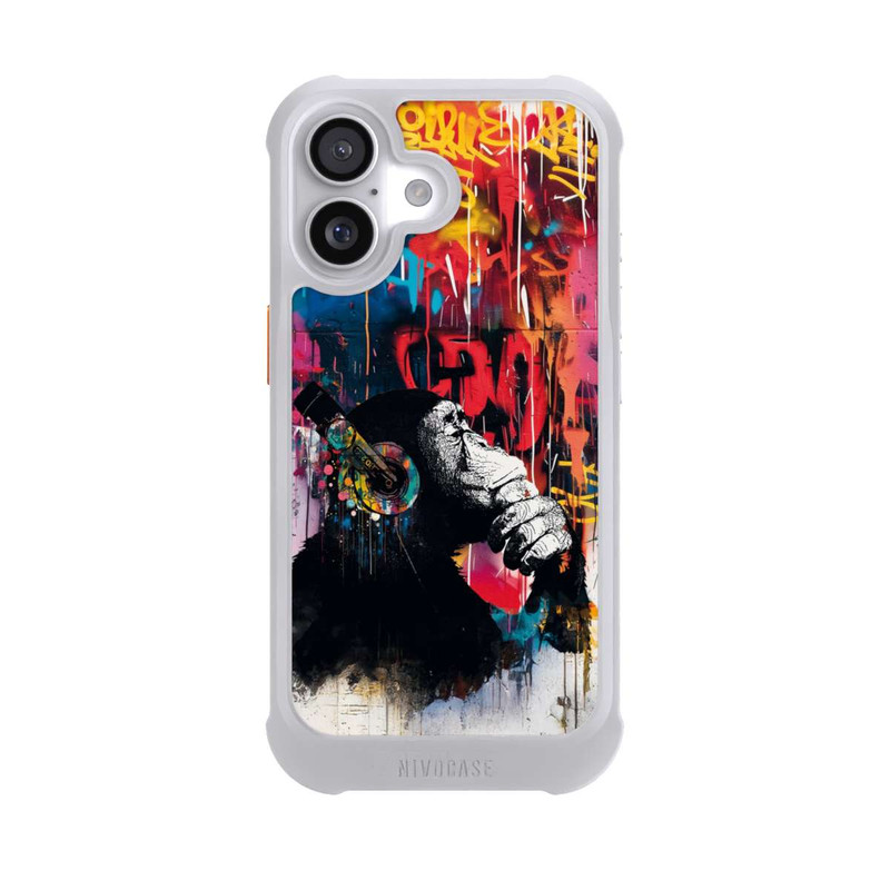 iPhone 17 NIVOmax Affe Stereo Kopfhörer Graffiti Street Art Blau