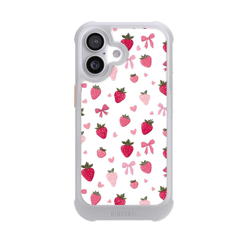 iPhone 17 NIVOmax Strawberry Ribbon Pattern Pink