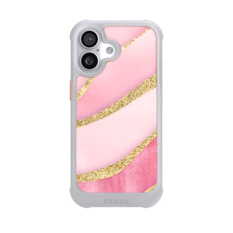 iPhone 17 NIVOmax Pink Marble Goldprint Stripes
