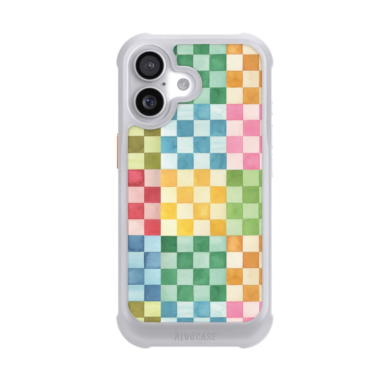 iPhone 17 NIVOmax Checkerboard Watercolor Chess Geometric Red