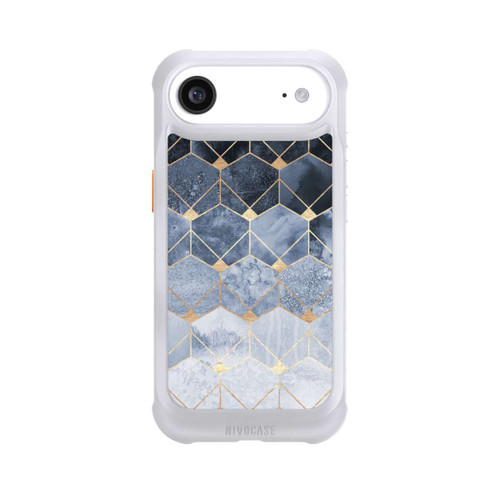 Apple iPhone Air NIVOmax Blaue Sechsecke und Diamanten Golddruck