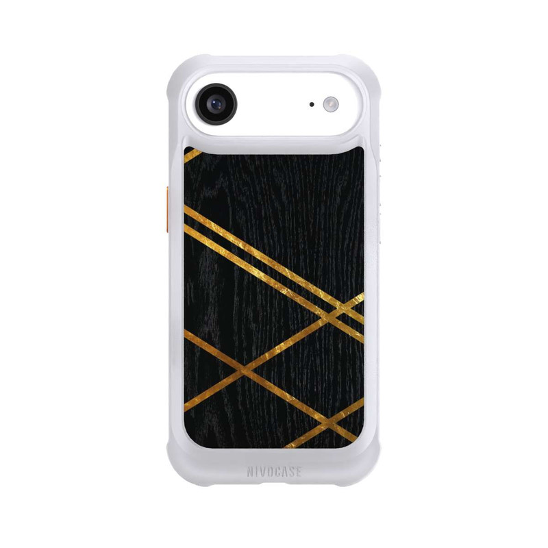 iPhone Air NIVOmax Schwarzes geometrisches Muster Goldene Streifen