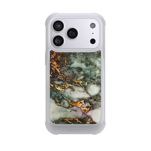 Apple iPhone 17 Pro NIVOmax Grauer und goldener Marmor Look