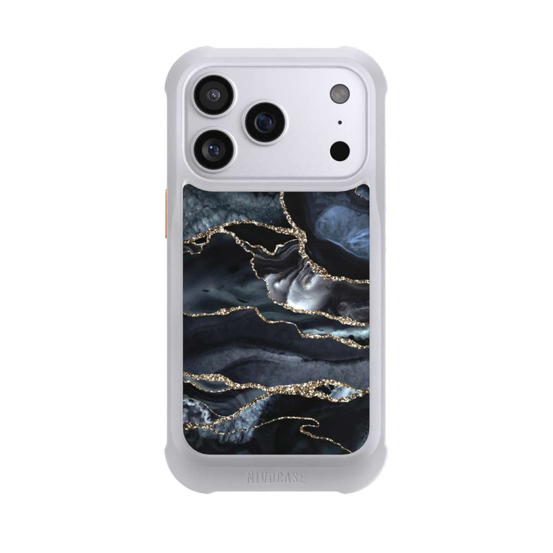 iPhone 17 Pro NIVOmax Dark Marble Gold Glitter Look