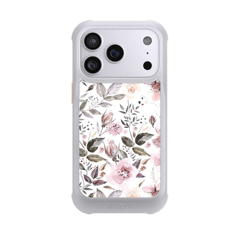 iPhone 17 Pro NIVOmax Aquarelle Fleurs Roses Brunes