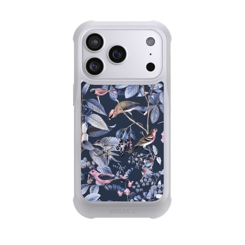 iPhone 17 Pro NIVOmax Vögel und Beeren blau
