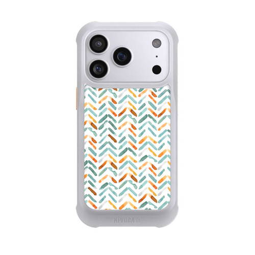 Apple iPhone 17 Pro NIVOmax Elegantes Herbstchevron Blau Orange
