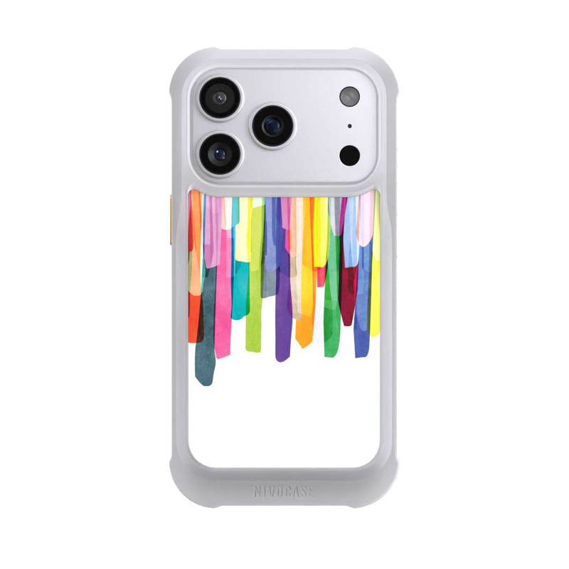 iPhone 17 Pro NIVOmax Bunte Streifen Weißer Hintergrund