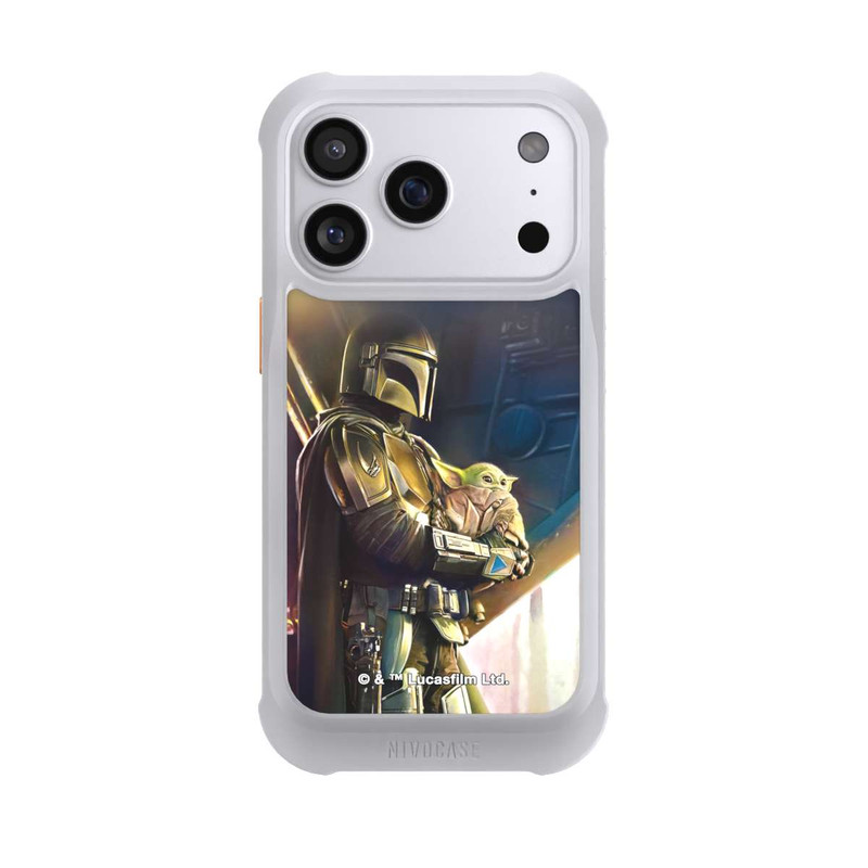 iPhone 17 Pro NIVOmax Mandaloriens et Grogu à l'intérieur du vaisseau